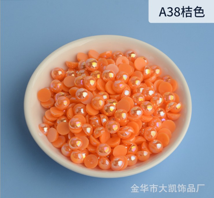 AB Water Lily, AB semi-circular pearl, mobile beauty, AB semi-circular pearl, diy nail art, pearl accessories, flat bottom pic 32