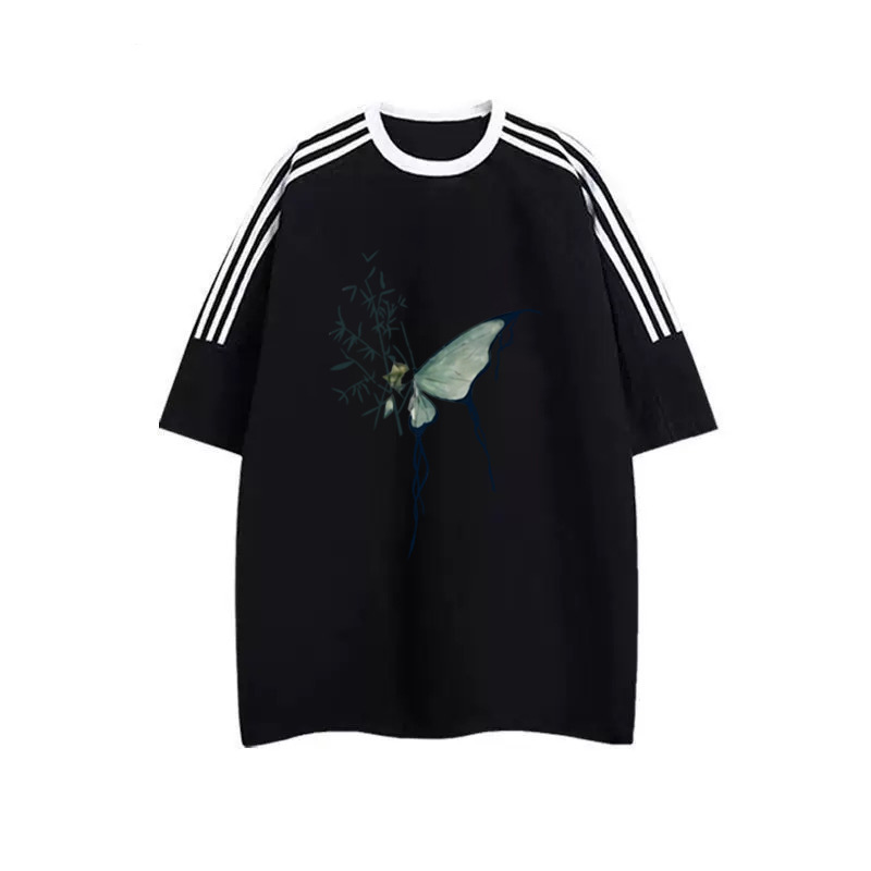 纯棉短袖t恤女2025新款爆款夏季设计感小众条纹美式宽松半袖上衣详情14