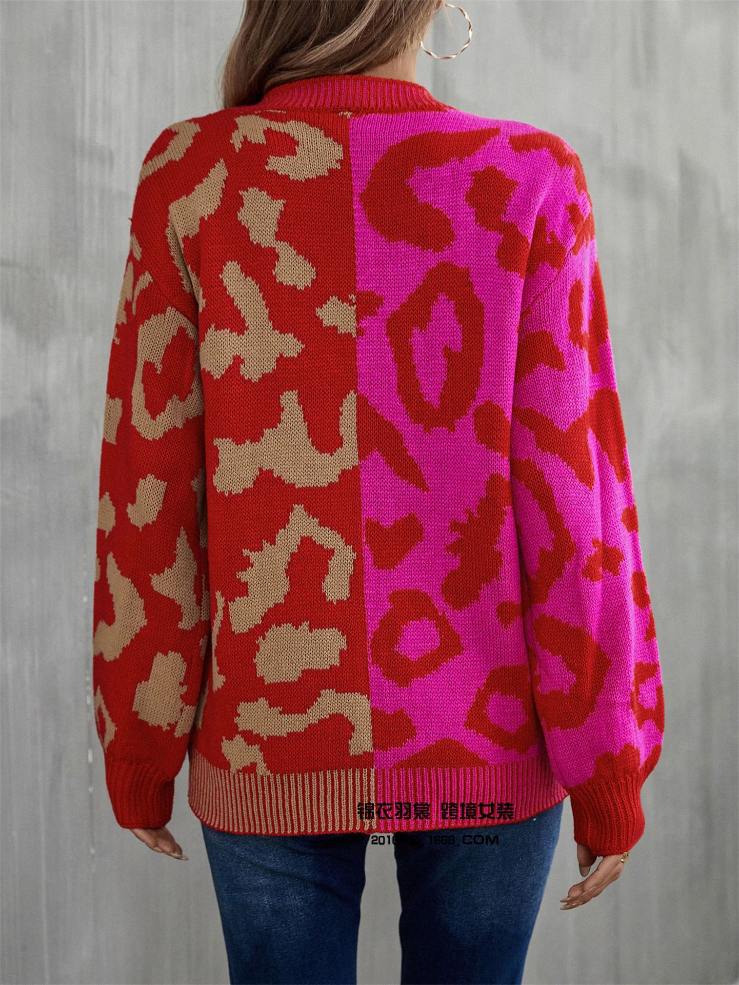 2025 primavera nuevo estilo europeo y americano de comercio exterior estilo de explosión amazon suéter leopardo patchwork mezcla jersey jersey jersey pic 10