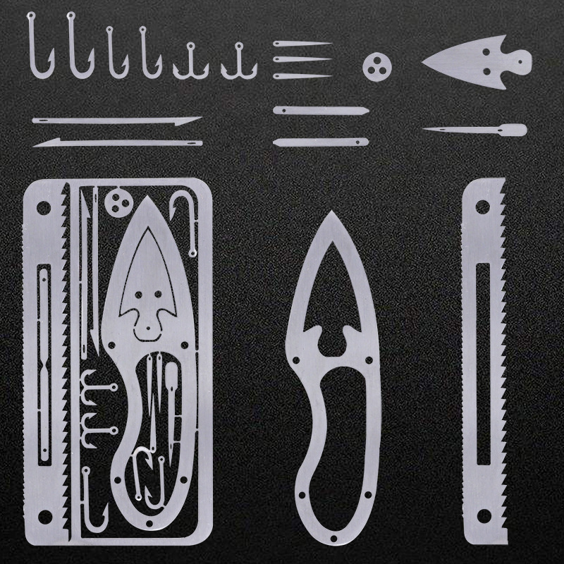 Cross-border new in-stock fishhook cards, multi-functional fishhooks, fishhook model plates, etched fishhooks can be processed according to samples pic 3