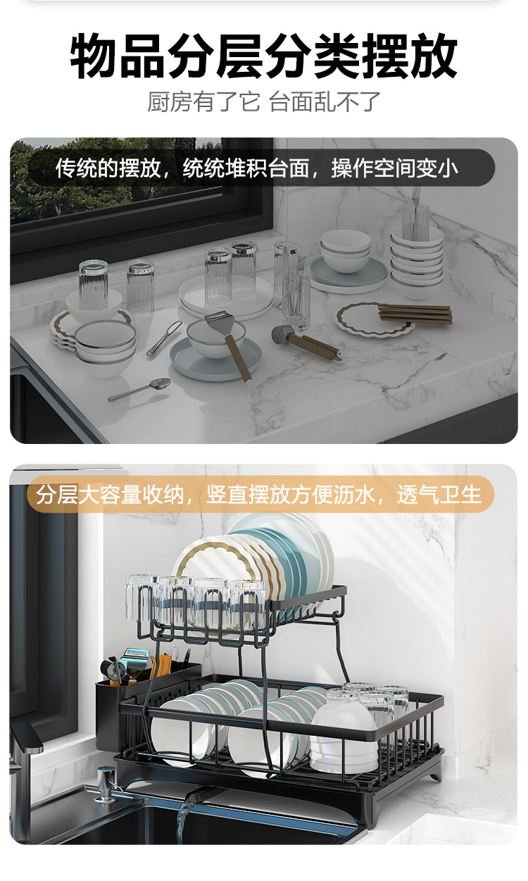 Wholesale of bowl and dish draining racks, household detachable sinks, tableware, countertop storage, bowl racks and storage racks pic 36