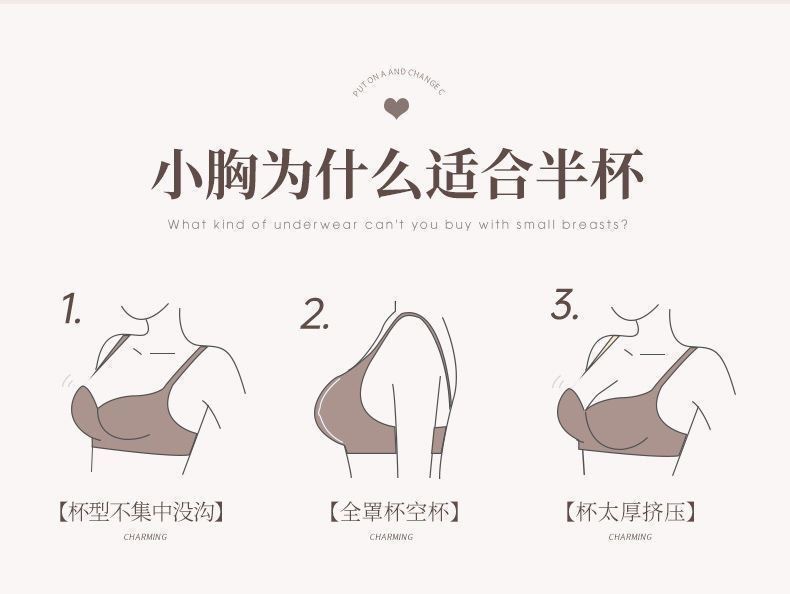 半杯内衣小胸聚拢显大无痕文胸无肩带防滑上托收副乳防下垂文胸罩详情9