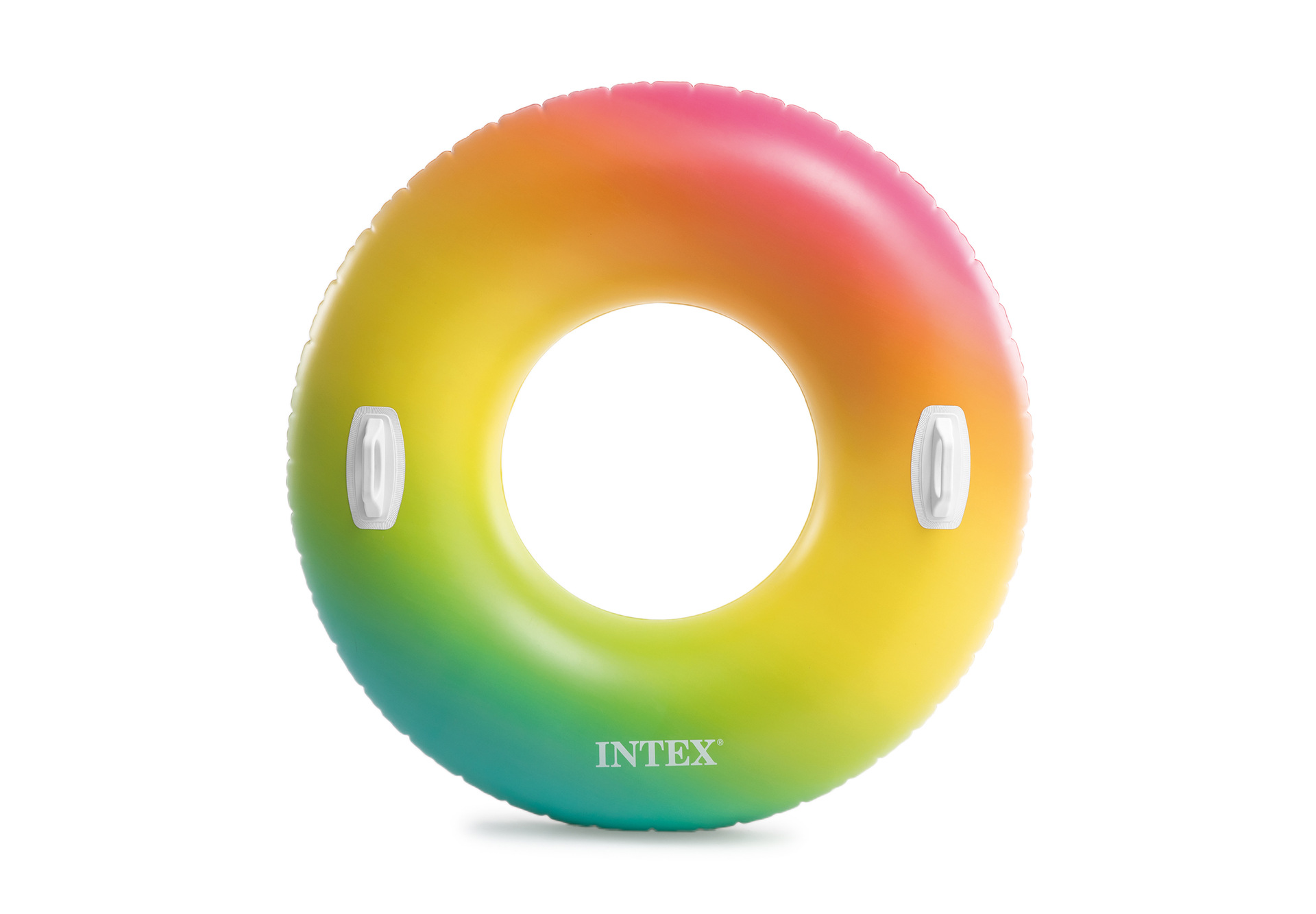 INTEX rainbow gradient swimming ring, adult swimming ring, inflatable thickened life ring, floating on water, inflatable life-saving pic 9