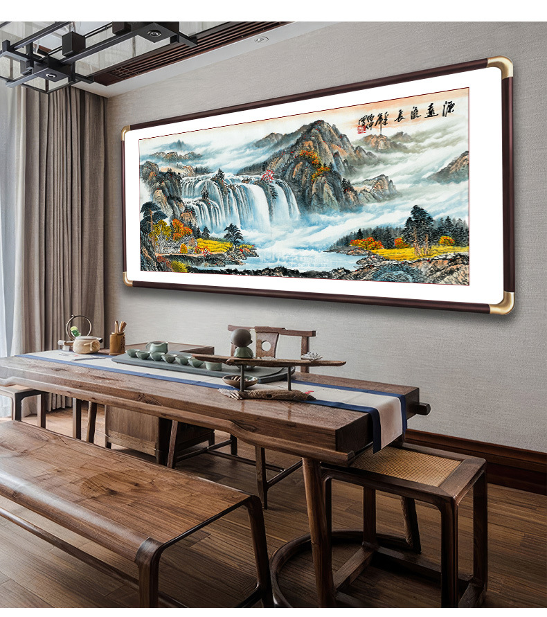 源远流长客厅沙发背景墙画办公室茶楼工装新中式山水国画幅幅挂画详情8