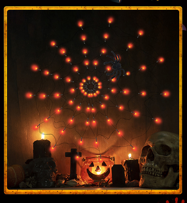 万圣节发光蜘蛛网灯led节日灯串鬼节恐怖墙壁氛围布置遥控灯跨境详情15