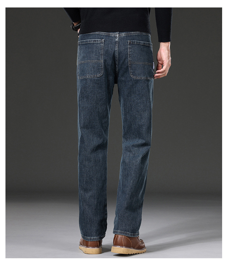 厂家直销高端蓝灰色牛仔裤男春款直筒宽松大码男裤中年男士裤子详情14