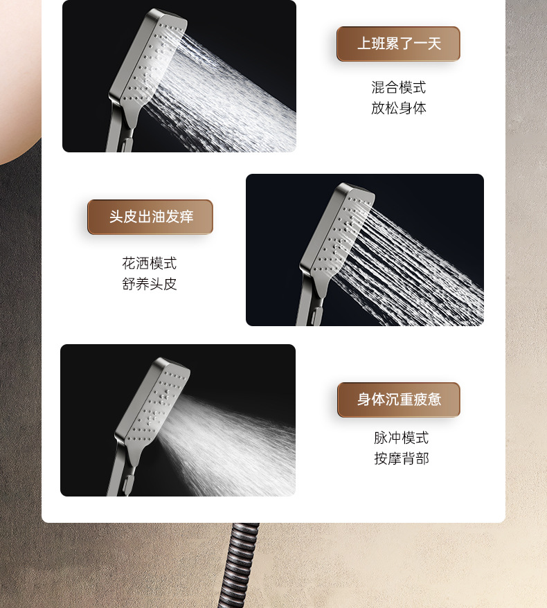 Constant-temperature shower head set, gun gray, household wall-mounted bathroom, rain shower bathroom, pressurized full shower faucet, copper pic 54