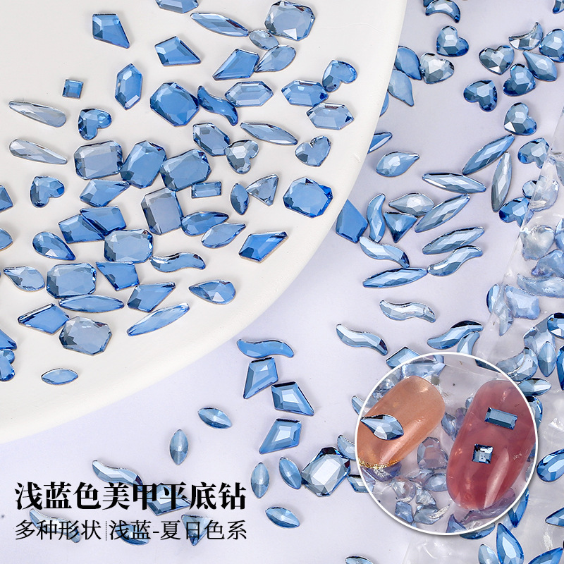 美甲饰品批发斤装美甲钻混装异形钻极光钻魅影紫指甲钻异形平底钻详情9