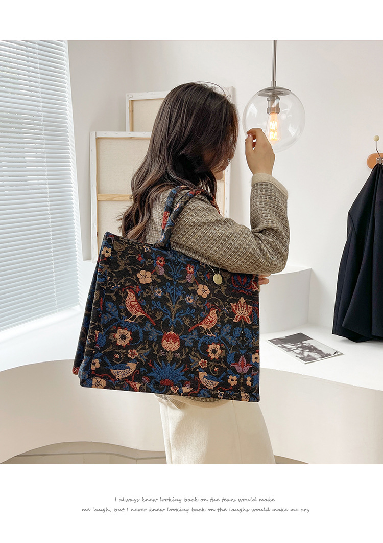 秋冬大包大容量单肩包包女2022新款个性绣花手拎包小众时尚托特包详情14