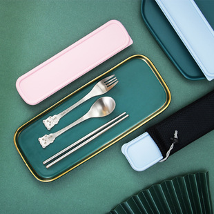 304不锈钢勺子高颜值餐具韩式儿童刀叉勺套装便携筷子勺子一套详情1