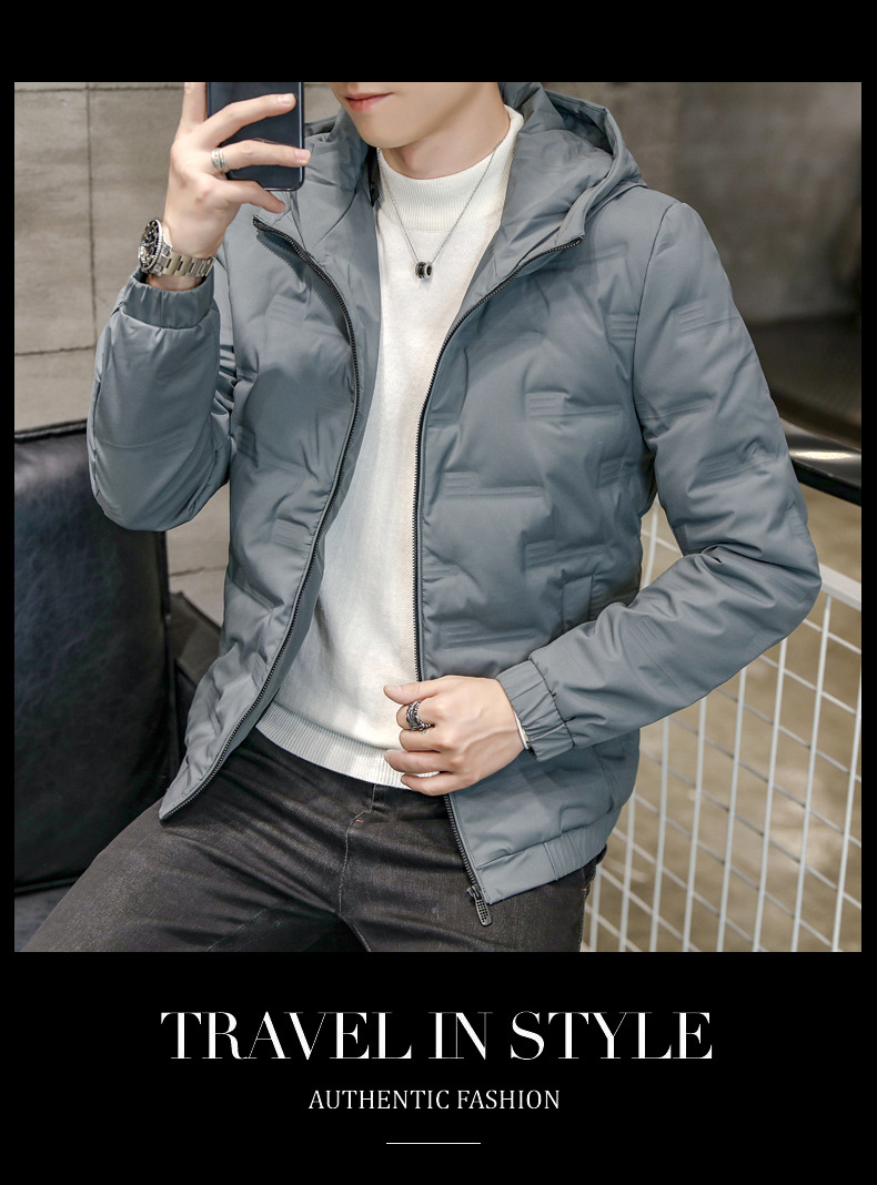 羽绒服男式2023新款秋冬季潮流修身轻薄连帽短款80绒保暖羽绒外套详情16