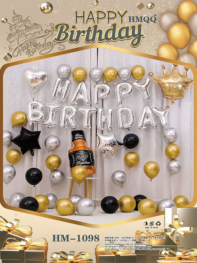 生日快乐装饰气球成人生日派对场景布置惊喜女孩男孩背景墙道具详情37