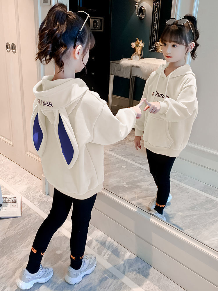 New plush and thickened hoodies for girls in autumn and winter. Stylish and warm tops for little girls and hoodies for big kids in winter pic 9