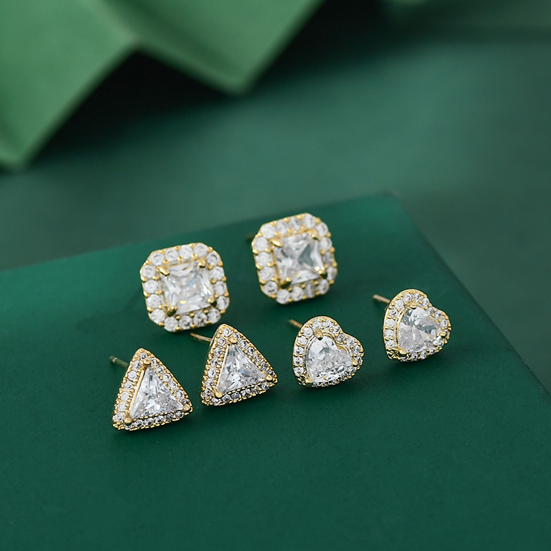 一卡三对组合套装方糖耳坠s925银针小巧百搭耳钉轻奢简约耳钉耳饰详情4