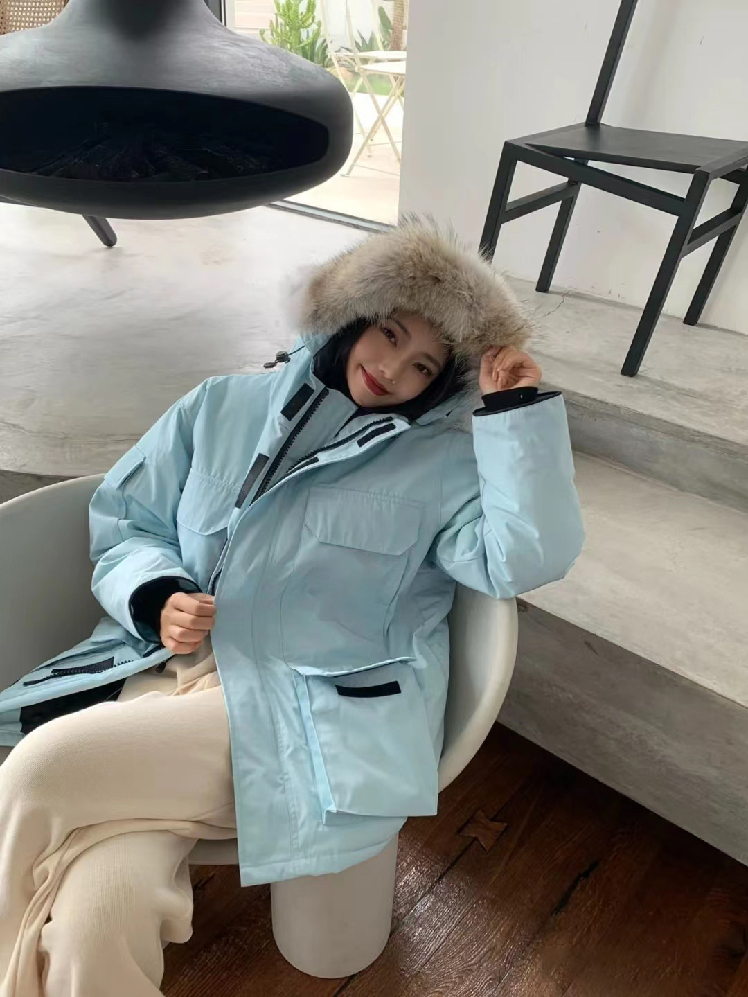 大鹅羽绒服高版本08远征款男防寒狼毛中长情侣款女毛领保暖外套冬详情11