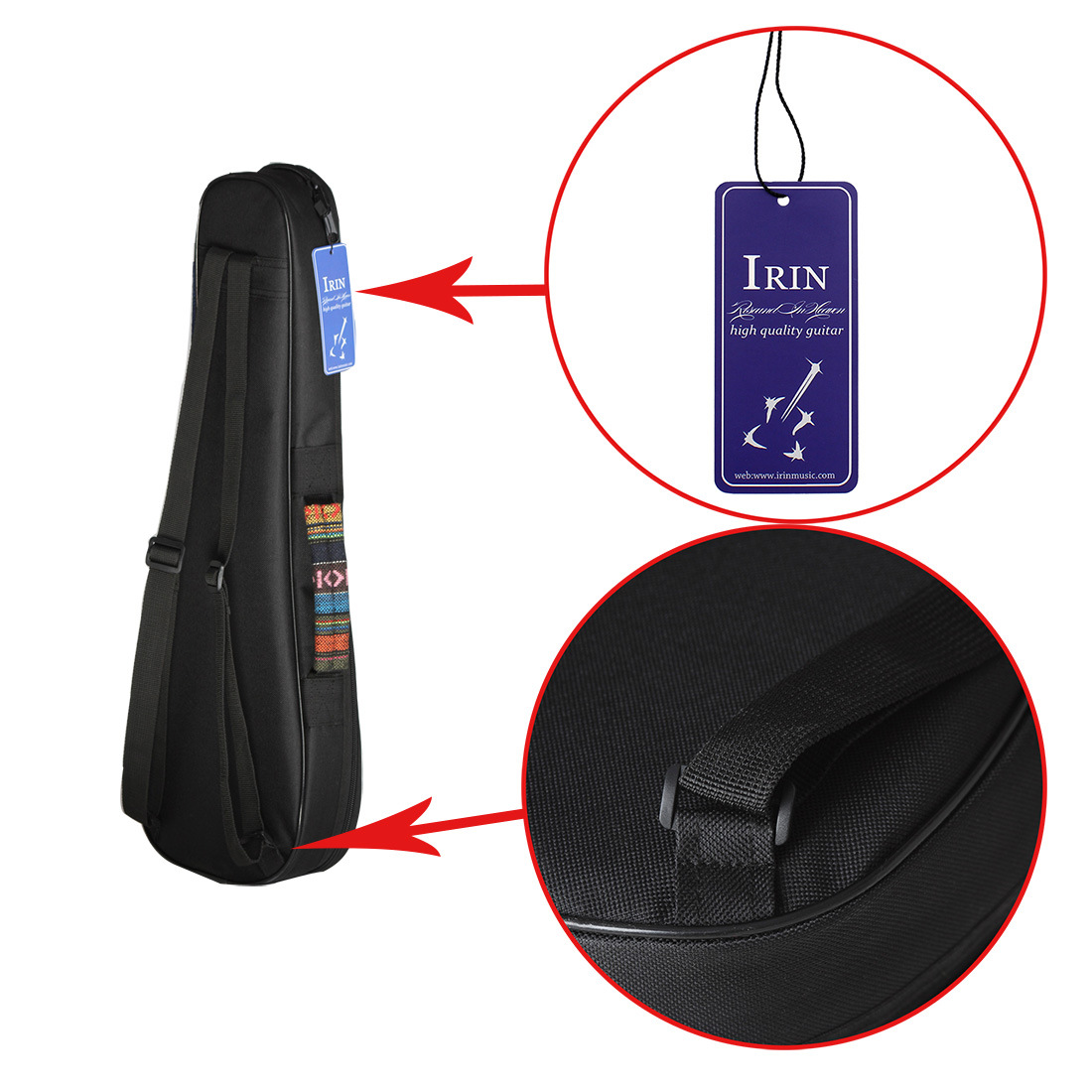 Irin 21-inch ukulele bag with cotton semi-ethnic style ukulele guitar bag, backpack and Ukulele backpack pic 7