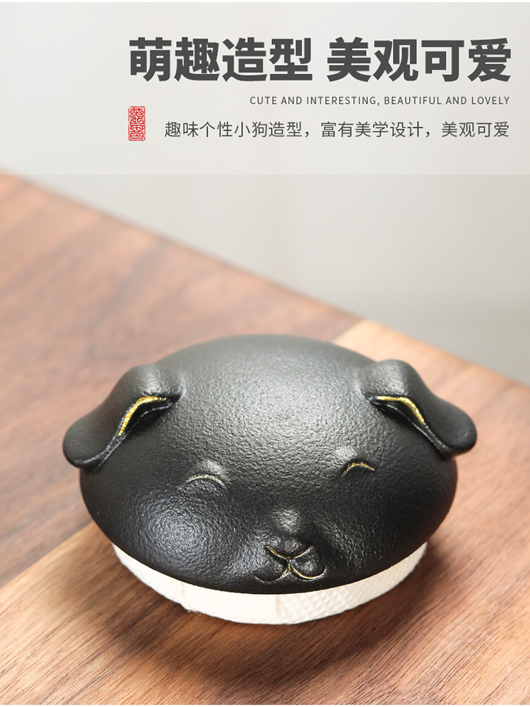 Dog pet can decoration, tea storage can, porcelain sealed can, puppy can, portable small size, travel flower tea can logo pic 10