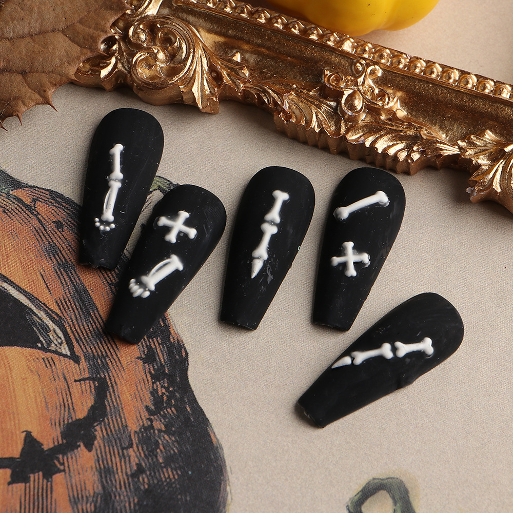 Wholesale of new cross-border 5D relief three-dimensional nail stickers, spider web pumpkin skull Halloween nail stickers, shanilak pic 20