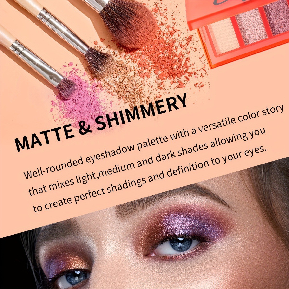 USHAS欧美跨境现货八色眼影盘珠光哑光防水不晕染闪粉眼影SAF038详情5