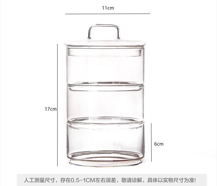 New glass bowl, fruit and vegetable salad bowl, home snack storage jar, multi-layer sealed storage jar, salad bowl pic 4