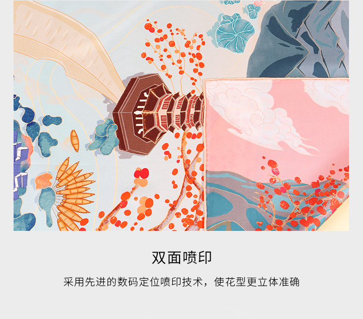 Double-sided digital silk large square scarf 90cm, Chinese style scarf, heavyweight 16mm mulberry silk scarf processing on behalf of others pic 33