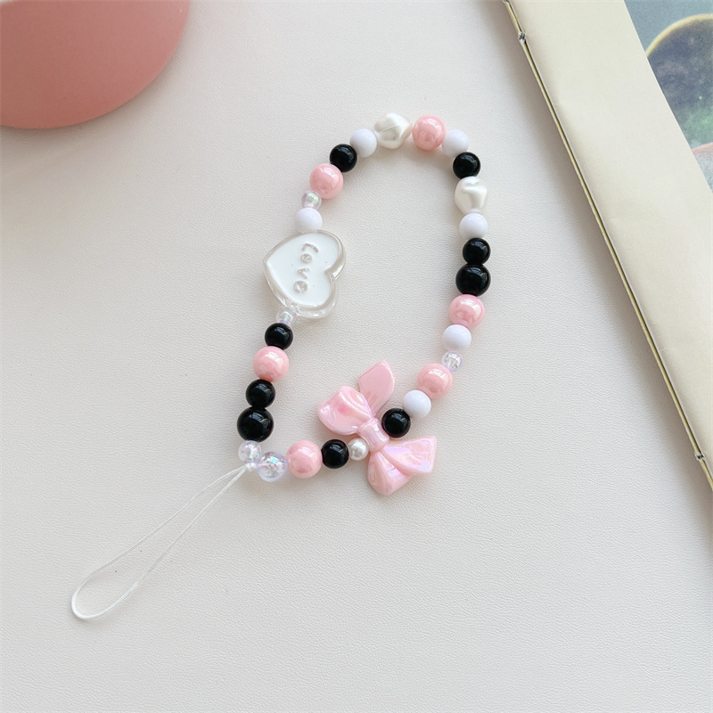 新款ins风甜美樱花粉色爱心短款手腕绳手机壳配饰ccd相机挂链挂饰详情2