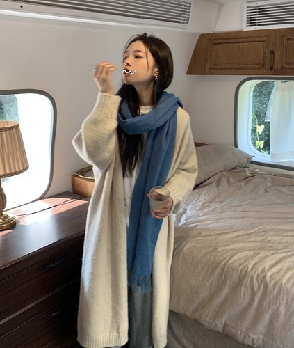 撞色针织开衫上衣女2022秋冬新款宽松慵懒风外穿软糯毛衣外套女装详情20