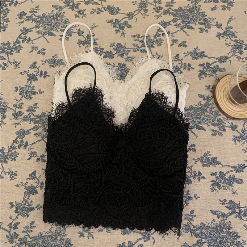 French lace halter top for women, the same summer design style as the hot girl Wenwen, and strapless top for the outside on Instagram pic 11