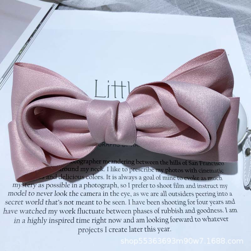 Japanese and Korean cotton ribbon solid-color bow top clip, sweet and versatile for girls, woven ribbon spring clip, ponytail clip, hair accessory and headwear pic 12