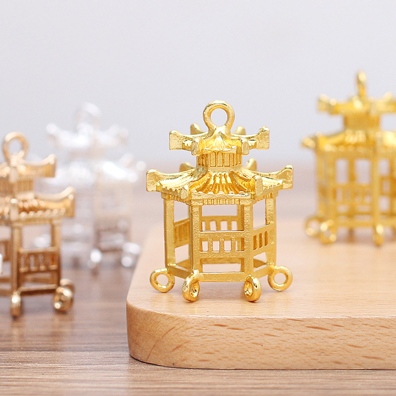 Antique style new alloy small pavilion and small house, ancient bride pagoda headwear material (09870) pic 5