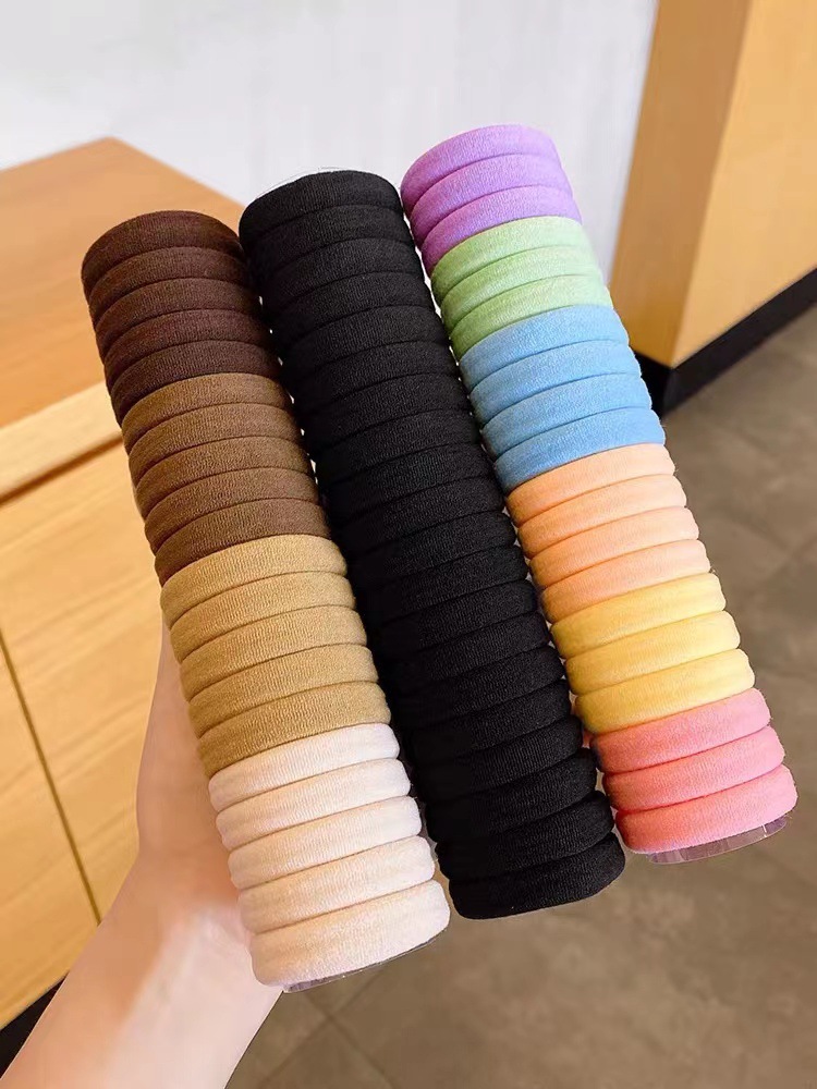 Exquisite canned rubber band hair tie for women, high-elasticity and durable hair tie, summer black hair band leather case headwear pic 3