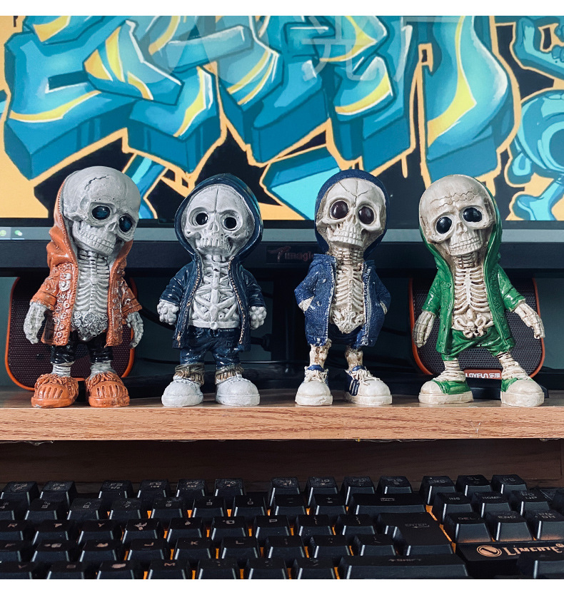 Amazon Halloween skull figurines, fashionable and creative figurines, Ghost Festival atmosphere scene decoration props wholesale pic 4