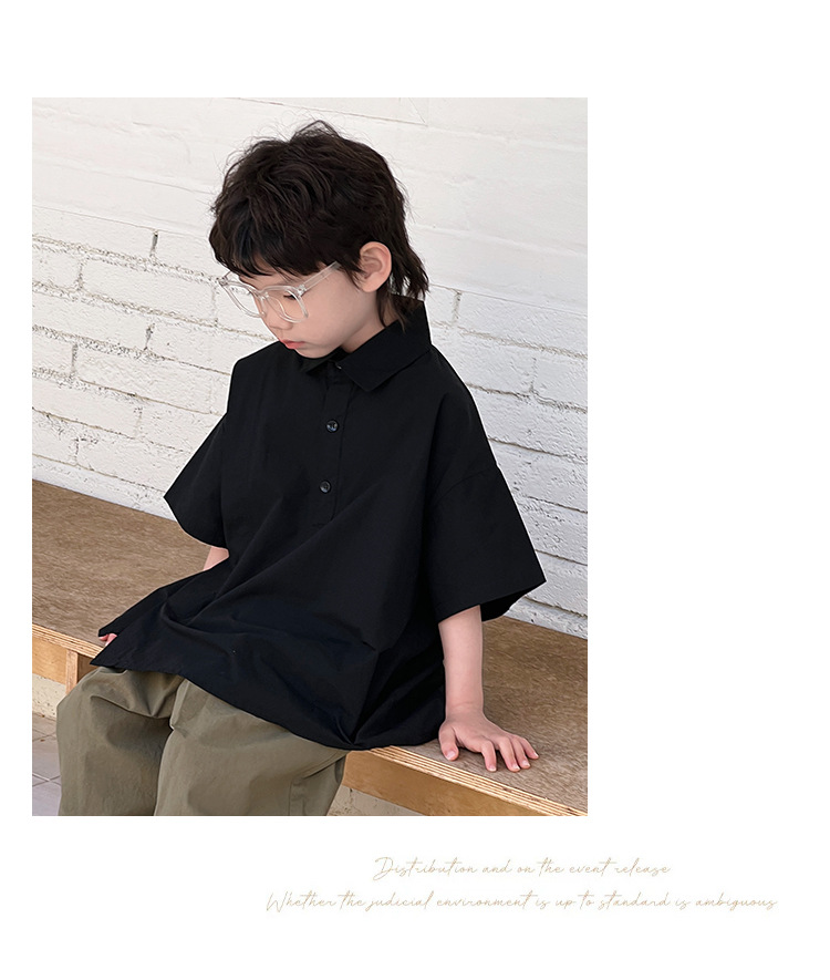 儿童夏装男童短袖白衬衫2024夏季新款衬衣小男孩帅气宽松上衣批发详情5