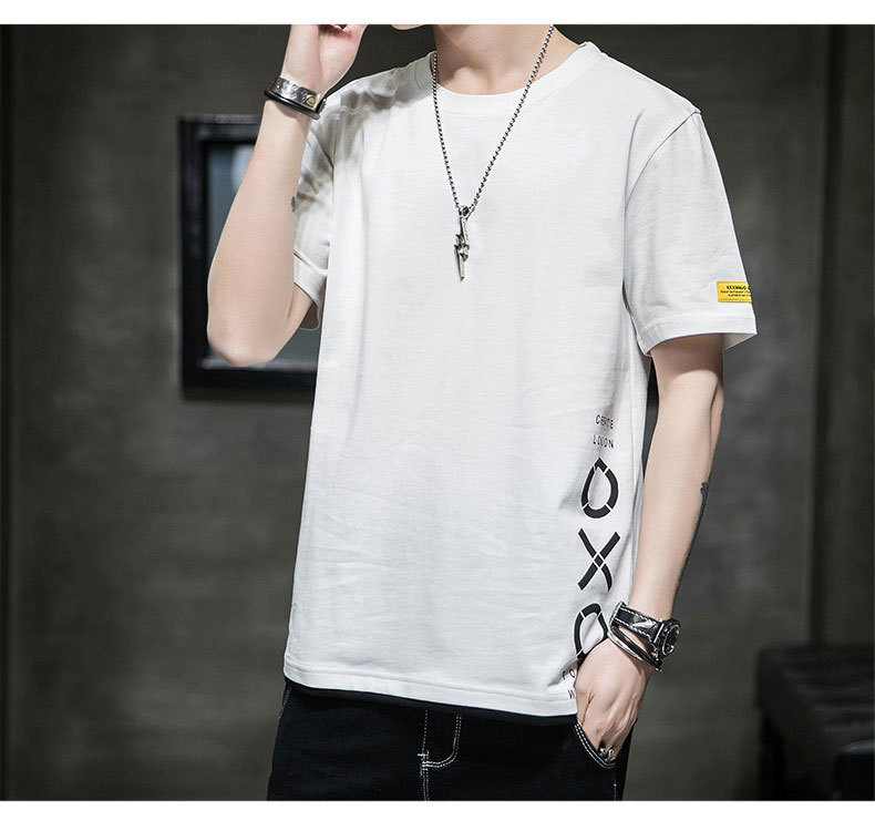 Short-sleeved T-shirt for men, Korean style, summer loose cotton T-shirt, cross-border new style, student bottom layer, half-sleeved shirt pic 34