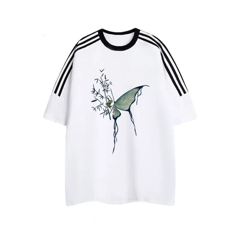 纯棉短袖t恤女2025新款爆款夏季设计感小众条纹美式宽松半袖上衣详情12