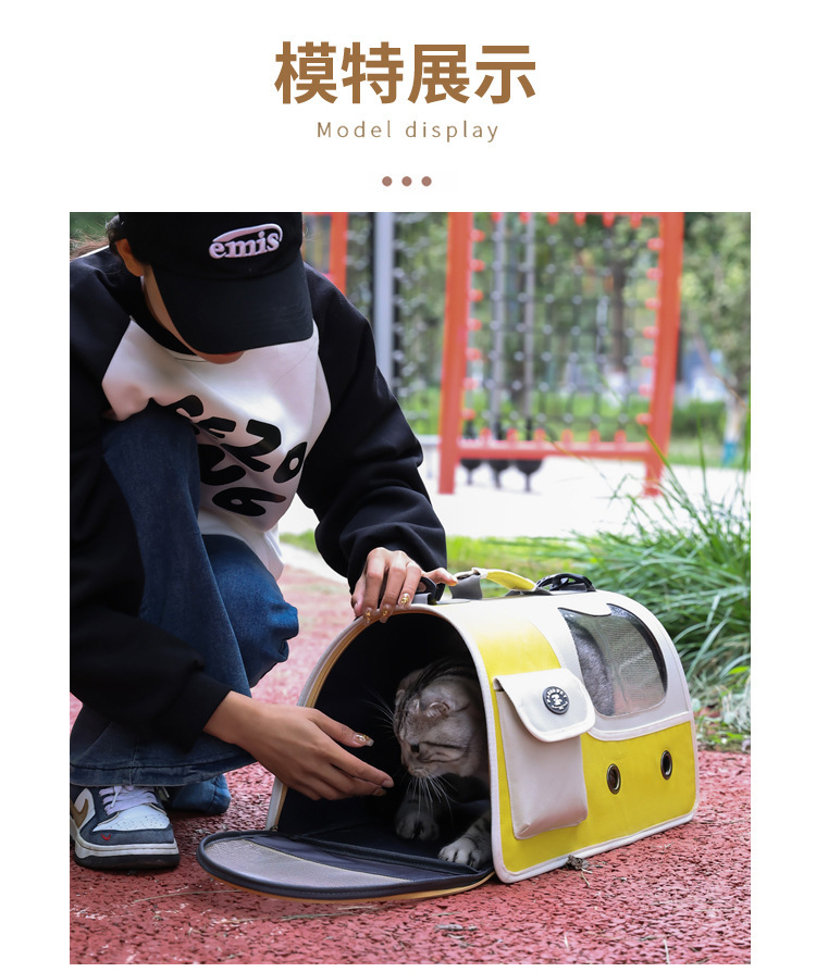 Pet handbag, suitable for all seasons, large-capacity portable cat bag, simple and breathable handbag, travel bag pic 15