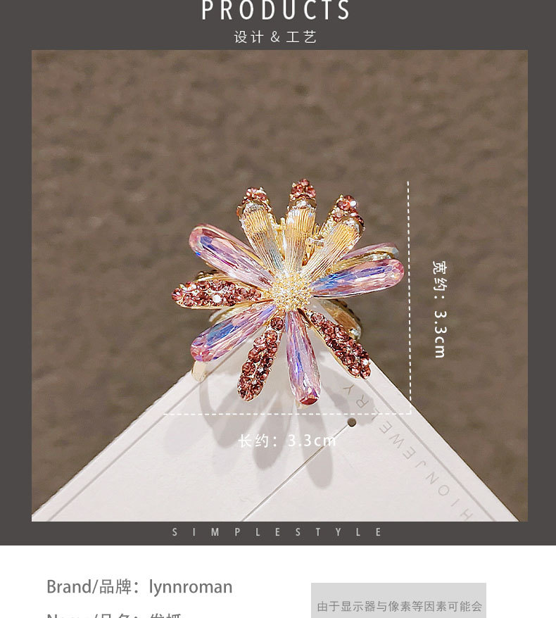 Korean elegant imitation crystal Daisy hair clip, forest-themed flower bangs top hair clip, back of the head pic 6