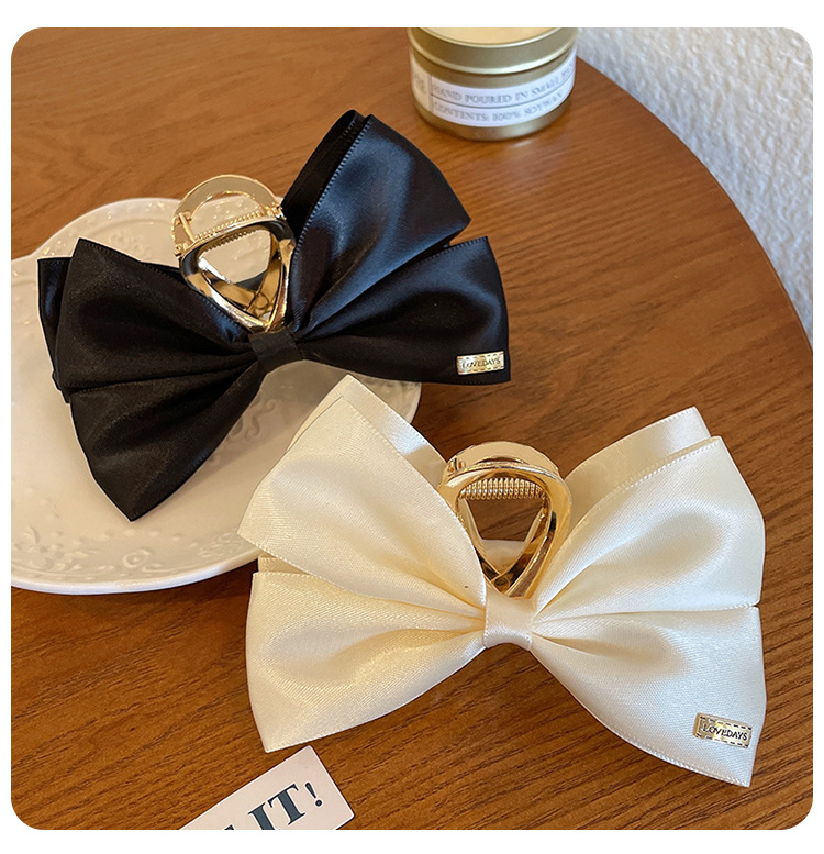 韩式双面蝴蝶结抓夹气质黑色发夹高级感鲨鱼夹秋冬发卡头饰卡子详情7