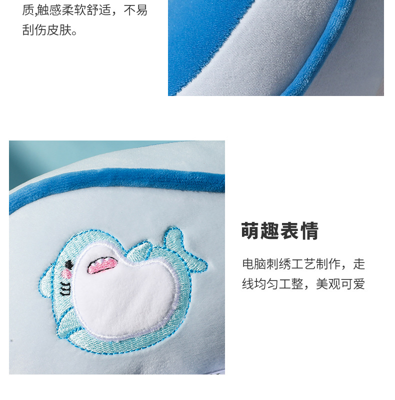 Hump U-shaped pillow, cartoon shark embroidery, office nap neck pillow, travel portable neck pillow, can be printed with logo pic 11