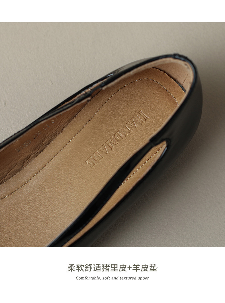 New Spring and summer one-strap flat shoes, simple golden sheepskin, shallow-mouthed, chanel-style, for ladies with square toe single shoes pic 24