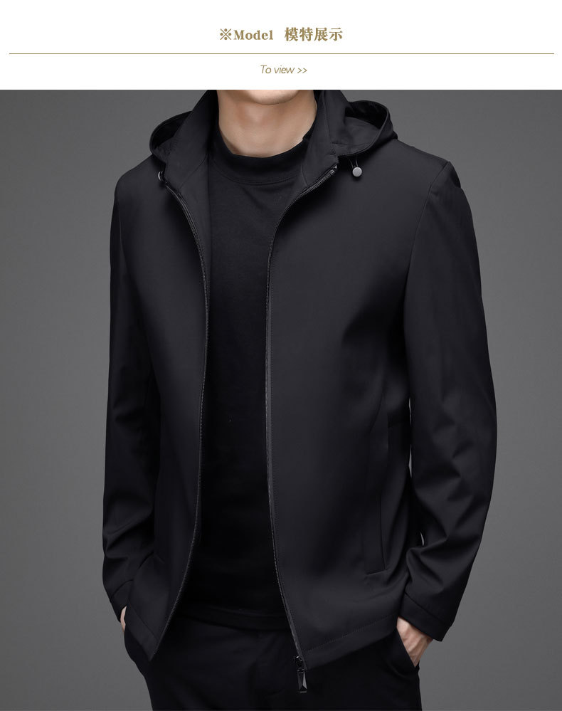 三十秋连帽外套男秋季薄款韩版潮流修身百搭休闲风衣秋装夹克上衣详情18