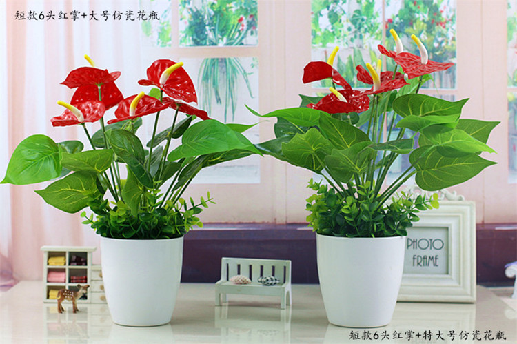 批发绿植红掌假花客厅装饰绿色植物落地塑料假花摆设盆栽绢花盆景详情29
