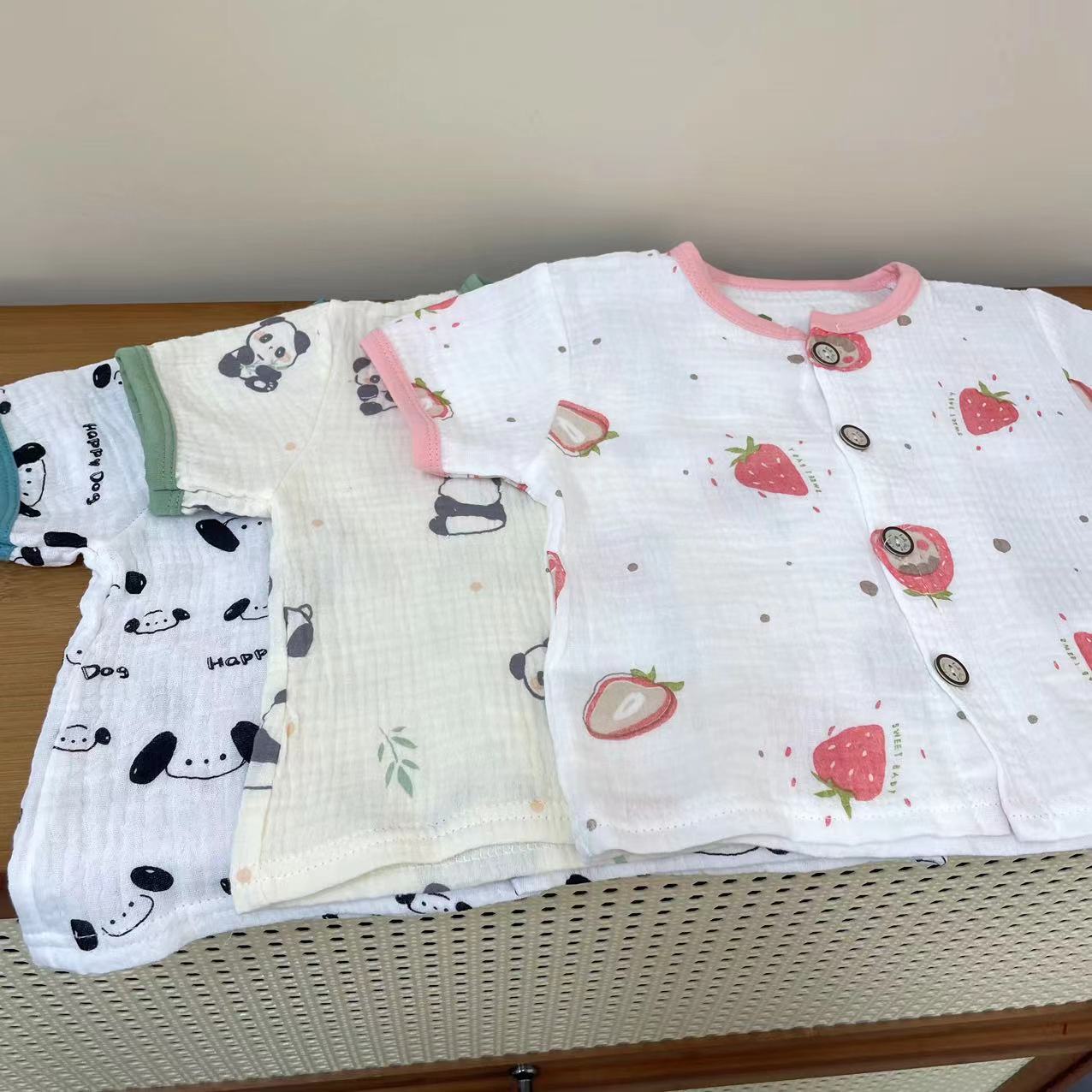 儿童短袖套装夏季婴儿薄款睡衣女孩分体男宝宝宽松透气家居服套装详情3