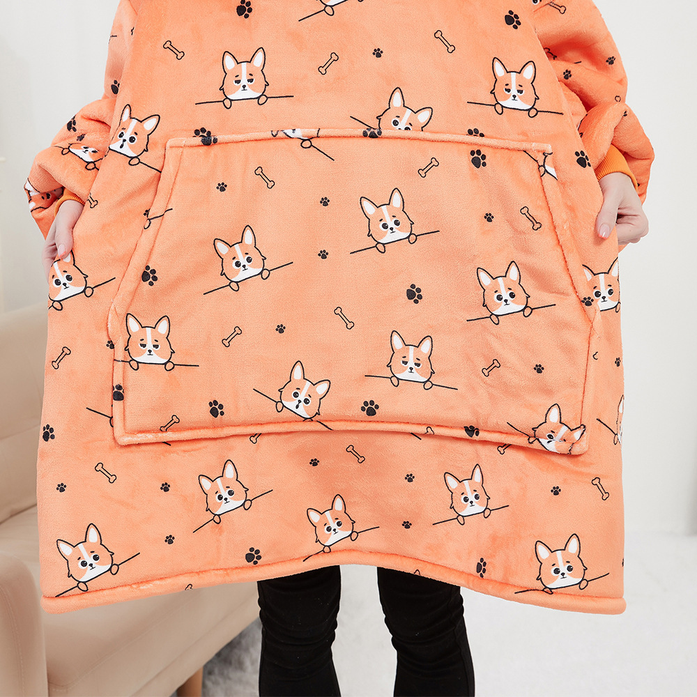 鹏民懒人套头抓绒服连帽电视毯户外衣保暖睡袍懒人毯防寒衣现货批2023新款详情6