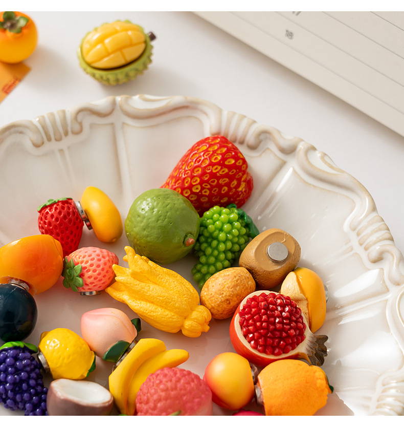 Creative simulation fruit refrigerator stickers, food toys, three-dimensional diy mini resin magnetic stickers, home and kitchen magnetic decoration pic 26