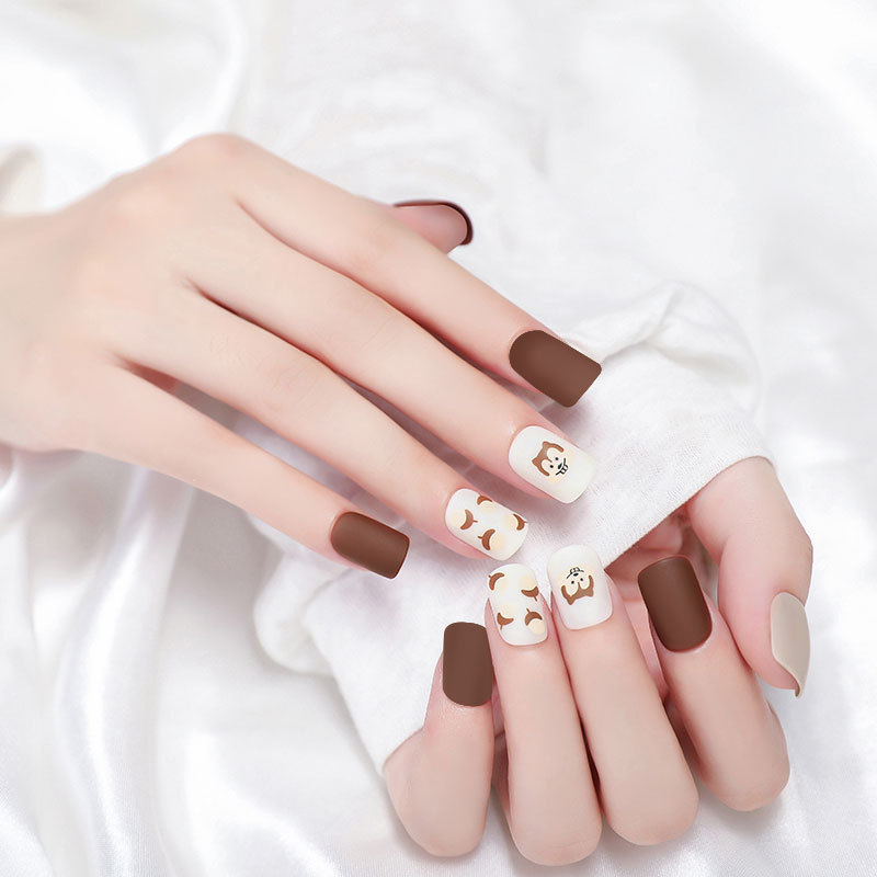 Handmade high-end Long Island iced tea nail art, short square head false nail patches, factory wholesale customization, exclusive for foreign trade pic 10