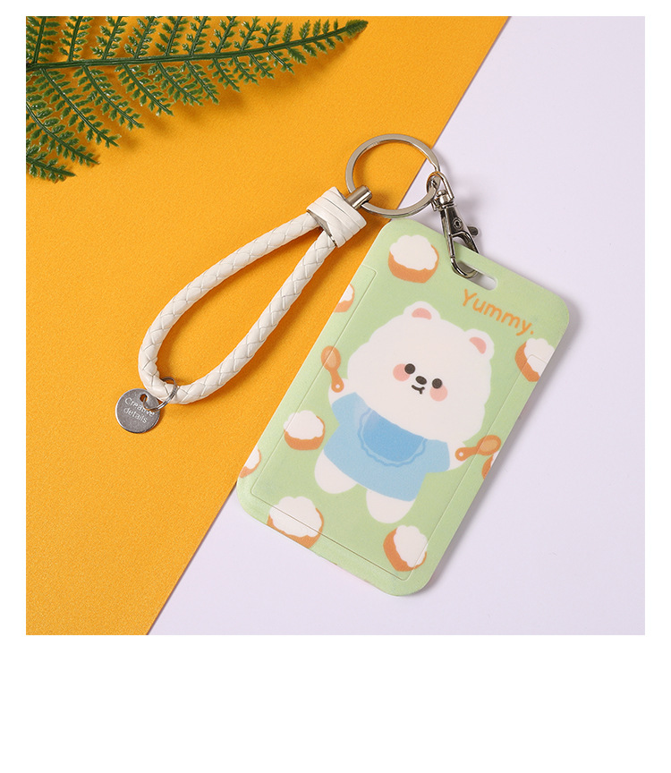 Cartoon rabbit student card holder, cute bear lanyard, sliding cover, bus card, keychain, ID card, wholesale work name tag pic 14