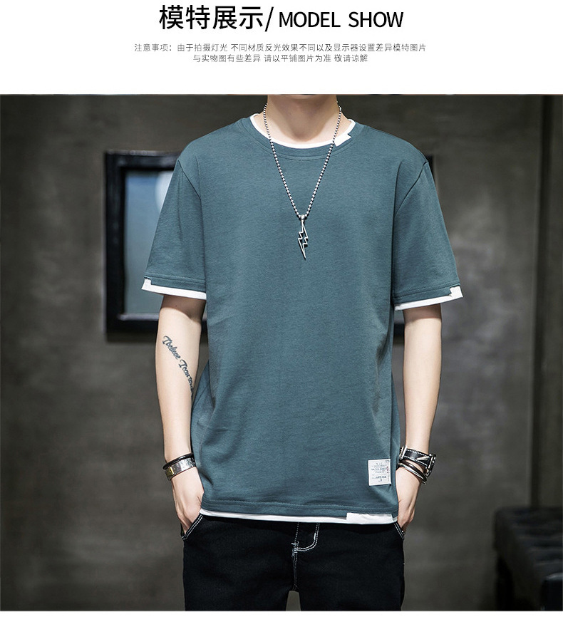 Short-sleeved T-shirt for men, Korean style, summer loose cotton T-shirt, cross-border new style, student bottom layer, half-sleeved shirt pic 9