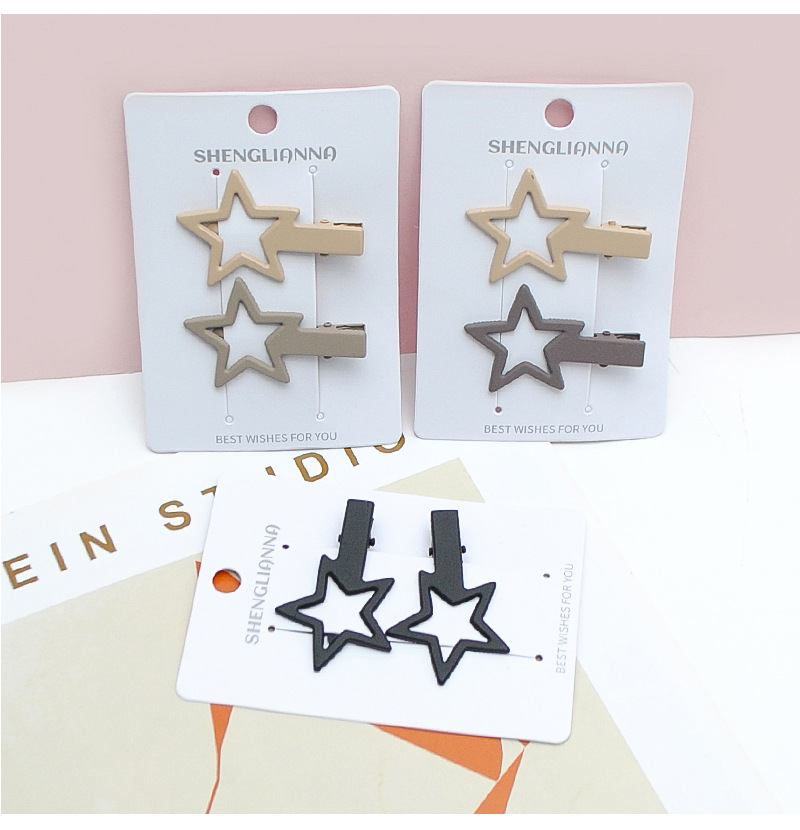 咖色系星星发夹女前额侧边刘海夹甜美少女发卡碎发夹鸭嘴夹子头饰详情12