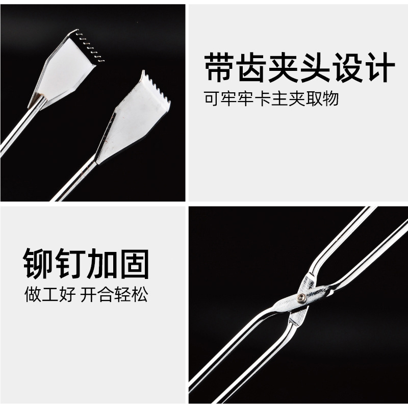 Extended stainless steel garbage tongs, fire tongs, pickers, object removers, sanitation garbage tongs, food tongs, carbon tongs pic 3